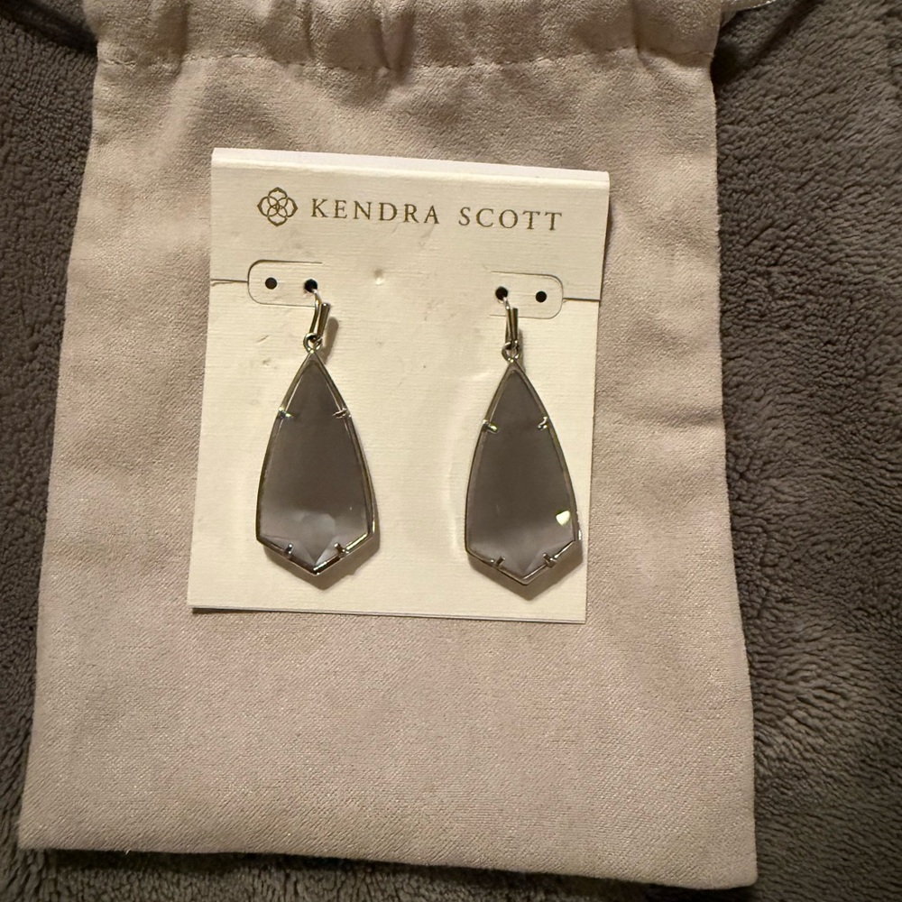 Kendra Scott Silver and Gray Drop Earrings